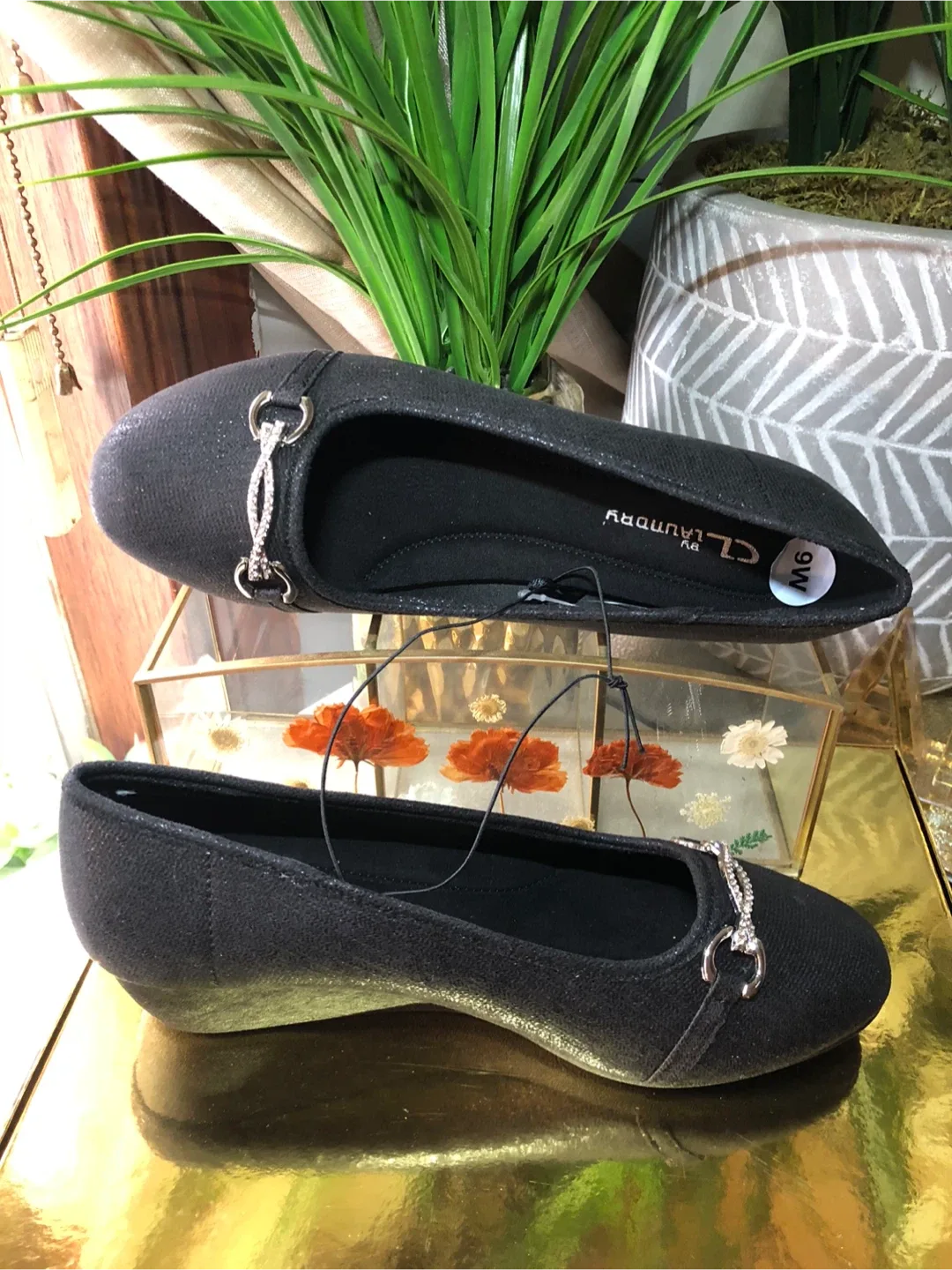 CL by Laundry Black Flats - Size 9 thumbnail