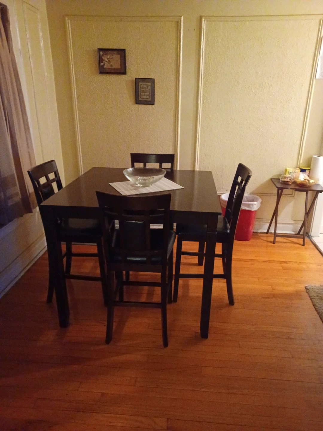 Dining Table with 4 Chairs - Dark Wood