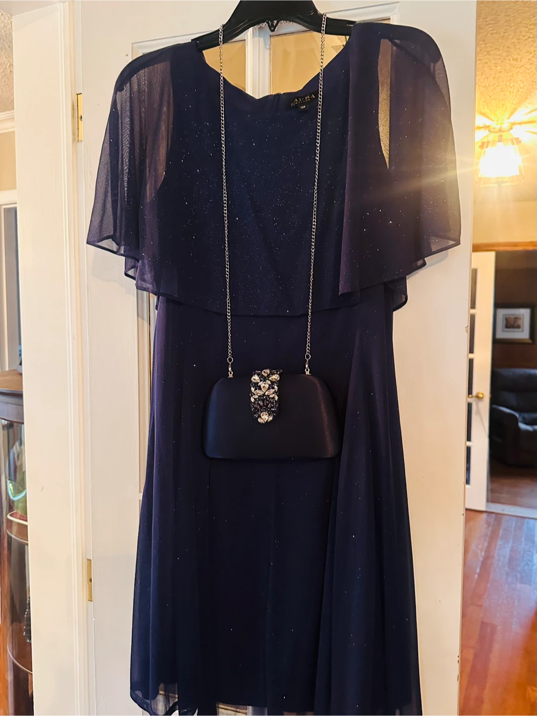 Navy Blue Dress with Purse