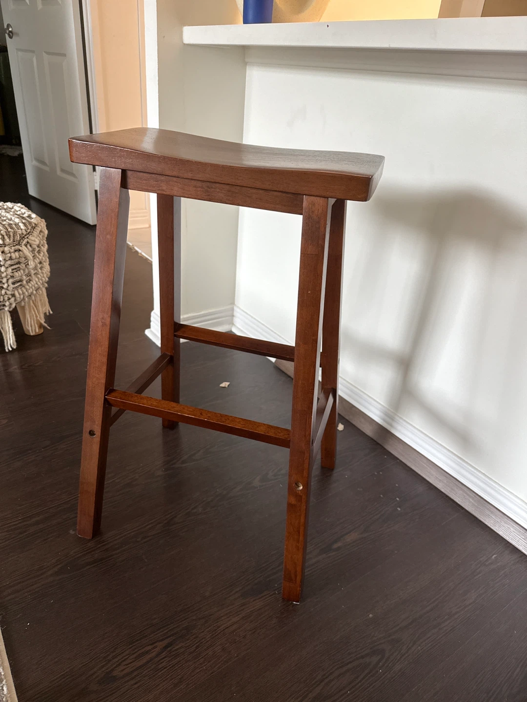Wooden Saddle Seat Bar Stool