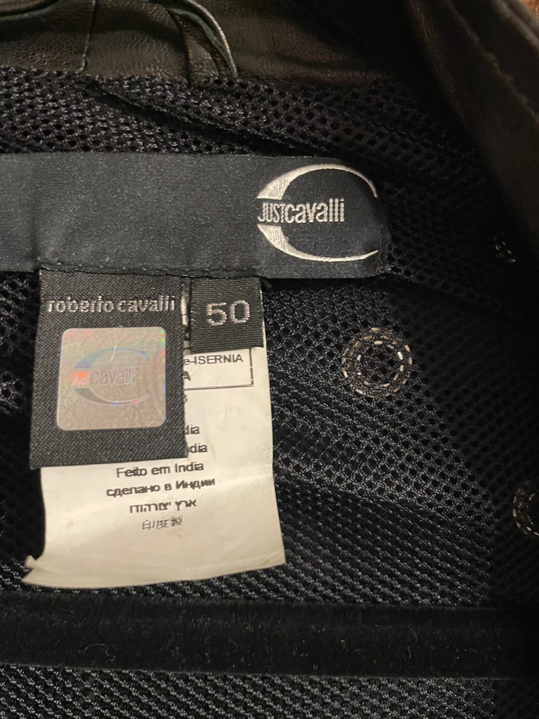 Just Cavalli Black Leather Jacket Size 50 - photo 5