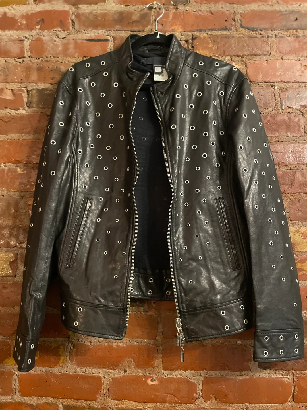Just Cavalli Black Leather Jacket Size 50