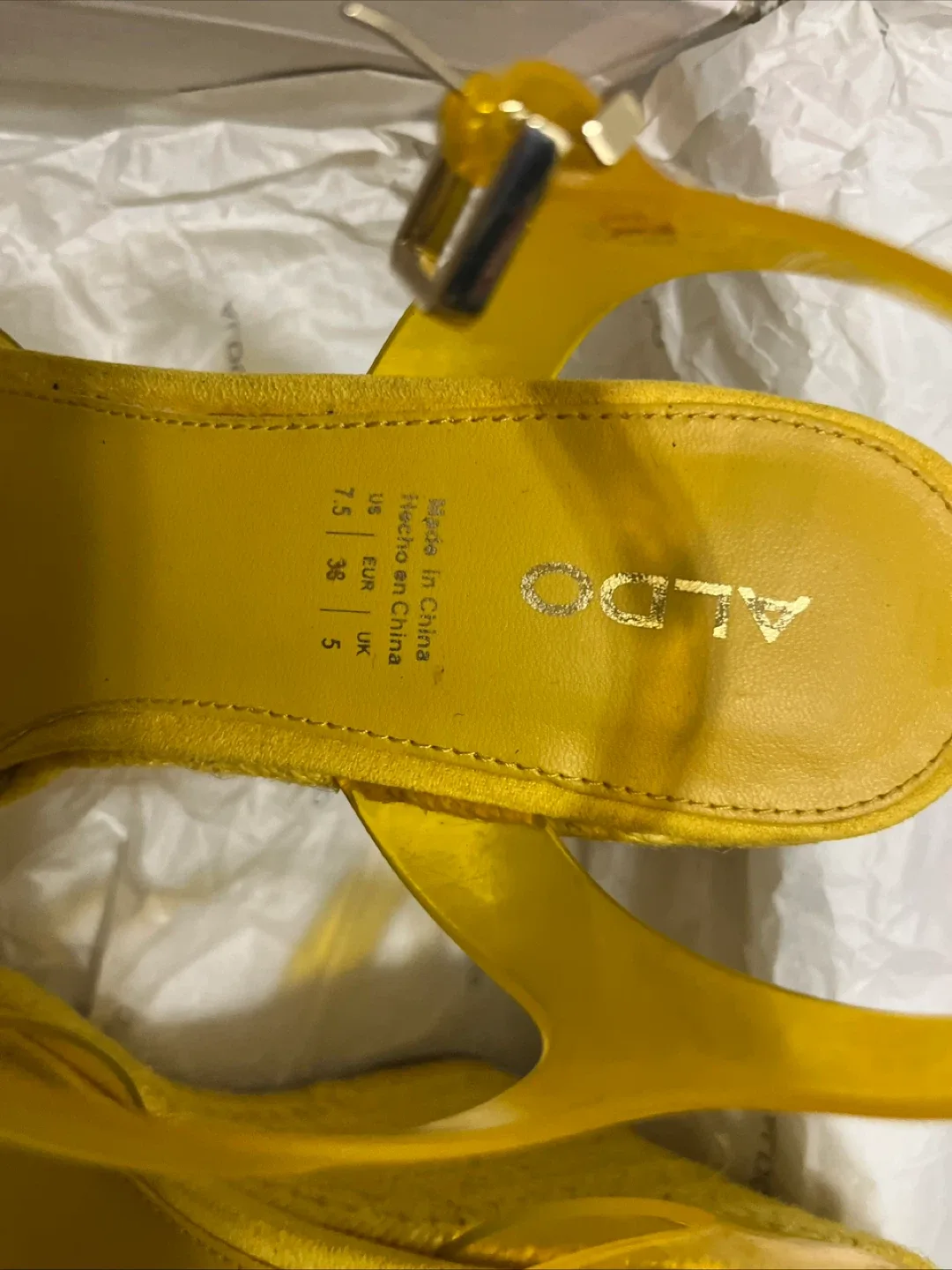 ALDO Yellow Wedge Sandals - Size 7.5 thumbnail
