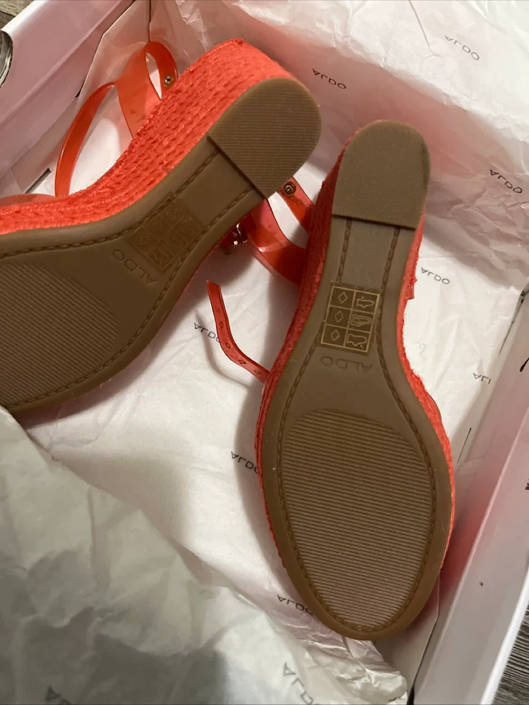 Aldo Orange Wedge Sandals - Size 7.5 image indicator(2)