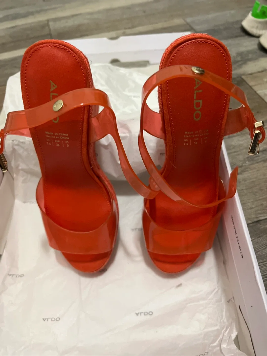 Aldo Orange Wedge Sandals - Size 7.5 image indicator(3)