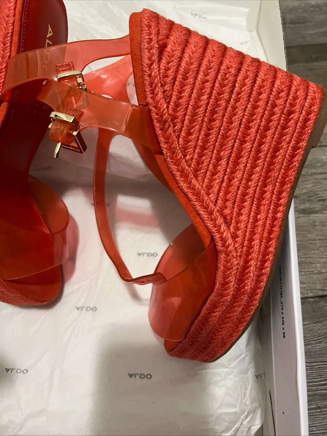 Aldo Orange Wedge Sandals - Size 7.5 image indicator(5)