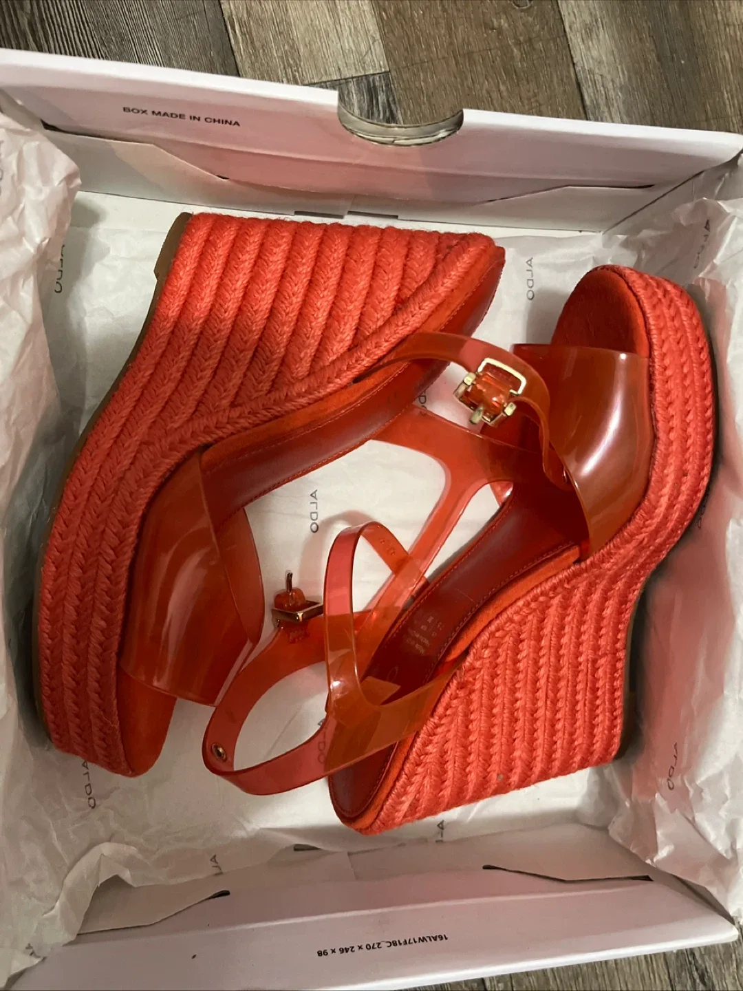 Aldo Orange Wedge Sandals - Size 7.5 image indicator(6)