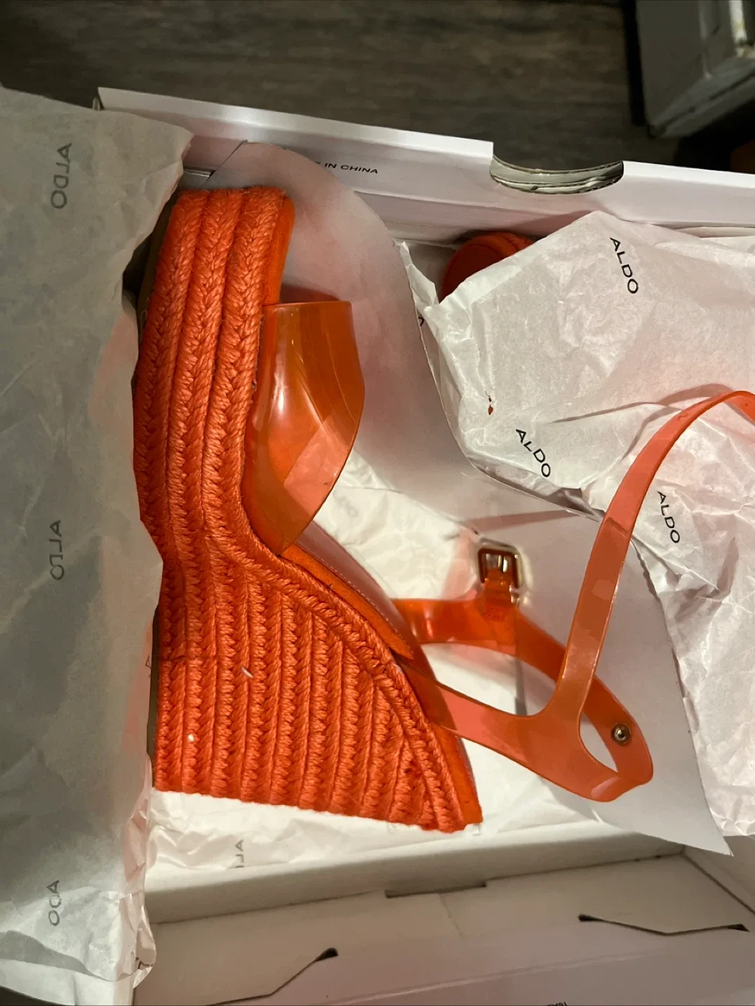 Aldo Orange Wedge Sandals - Size 7.5 image indicator(8)