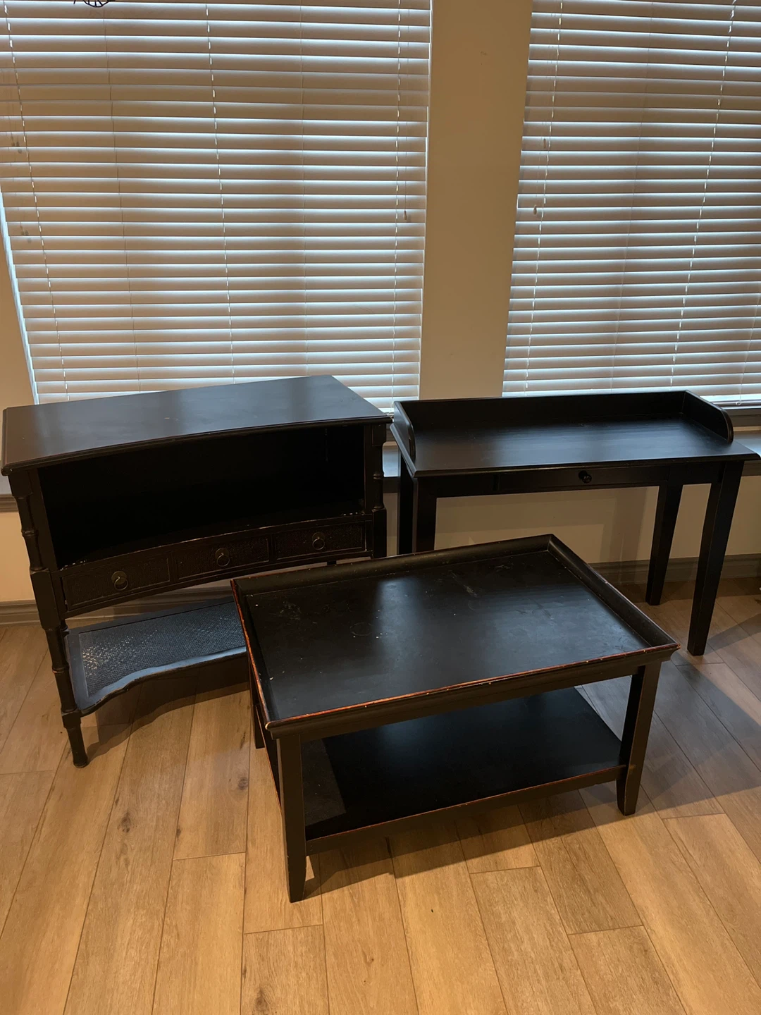 Pier 1 Black Coffee Table, Desk and Cabinet