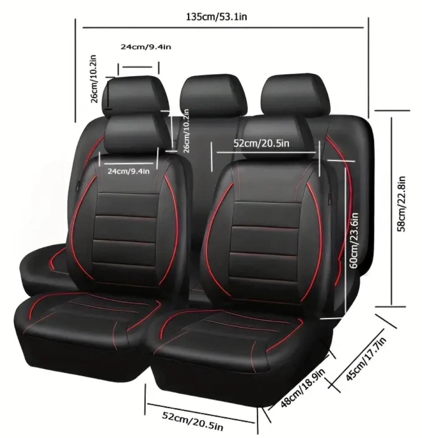 Universal Car Seat Covers- Black with Red Trim - photo 2