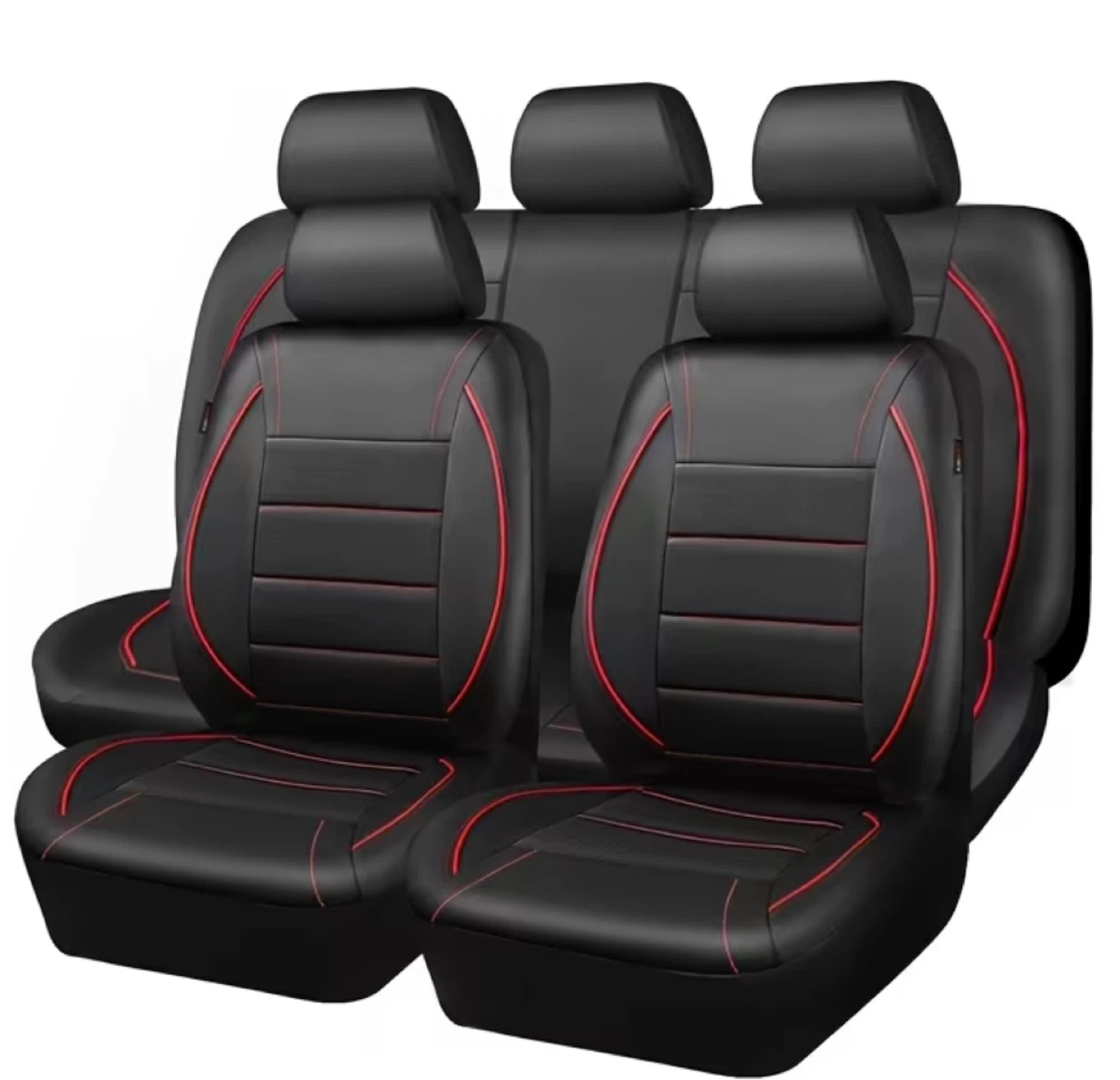 Universal Car Seat Covers- Black with Red Trim