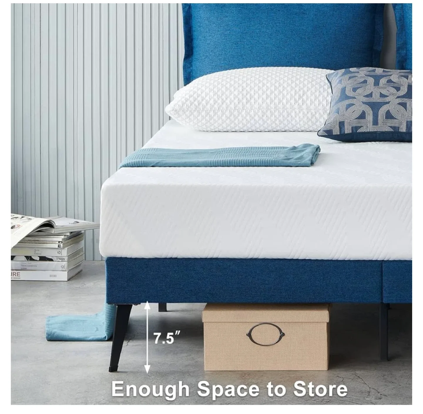 Queen Size Bed Frame with Wood Slats image indicator(7)