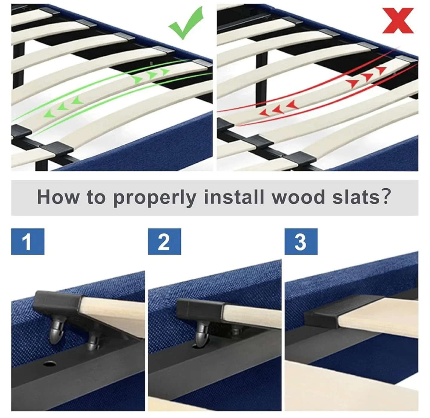 Queen Size Bed Frame with Wood Slats image indicator(4)