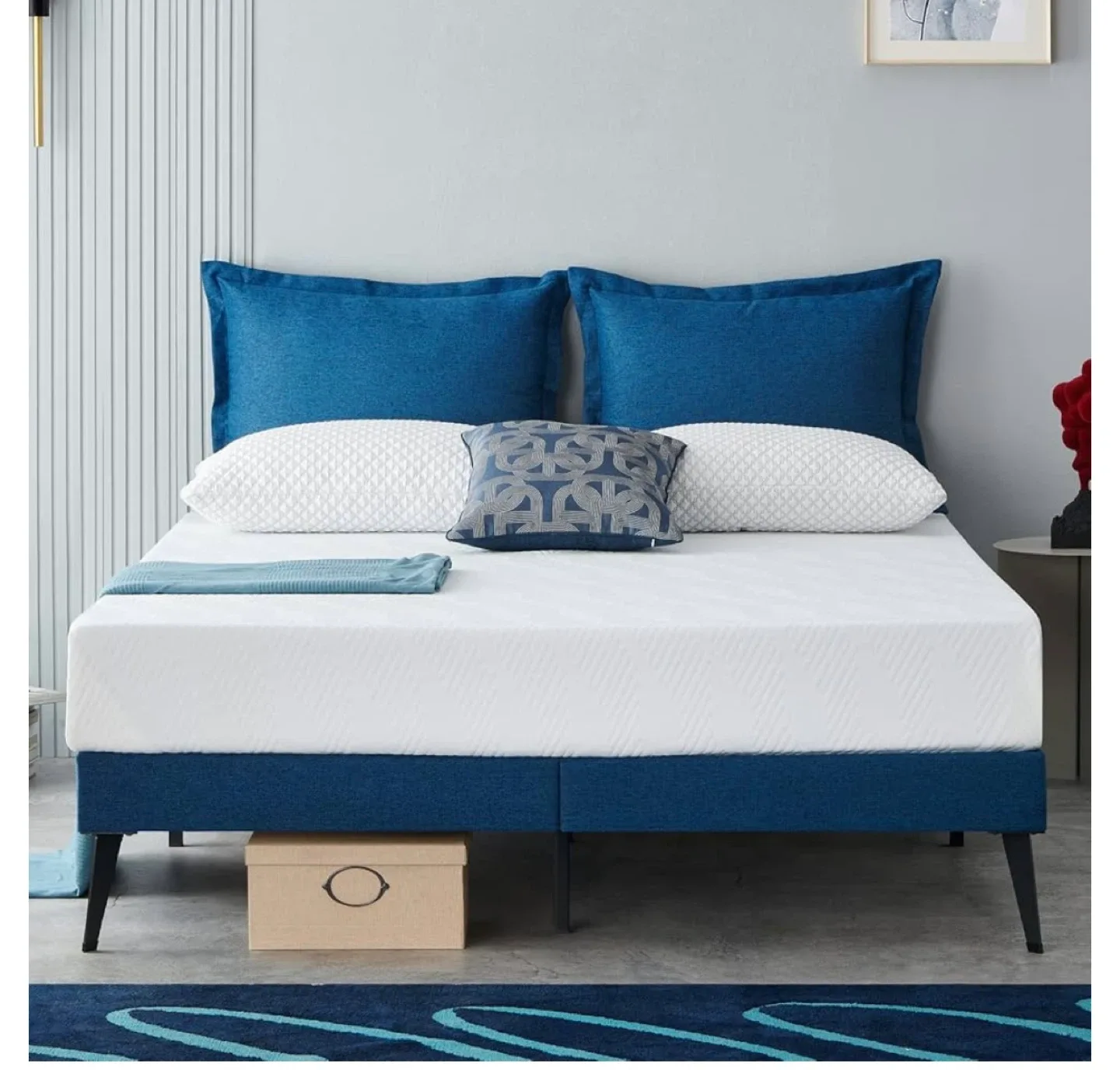 Queen Size Bed Frame with Wood Slats