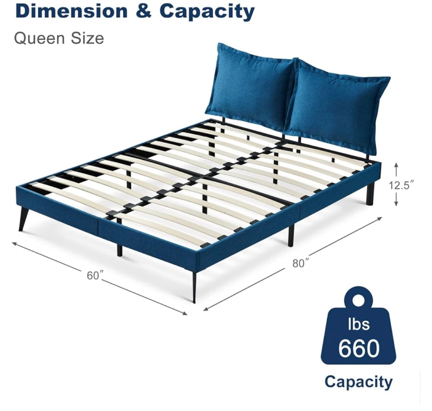 Queen Size Bed Frame with Wood Slats - photo 2