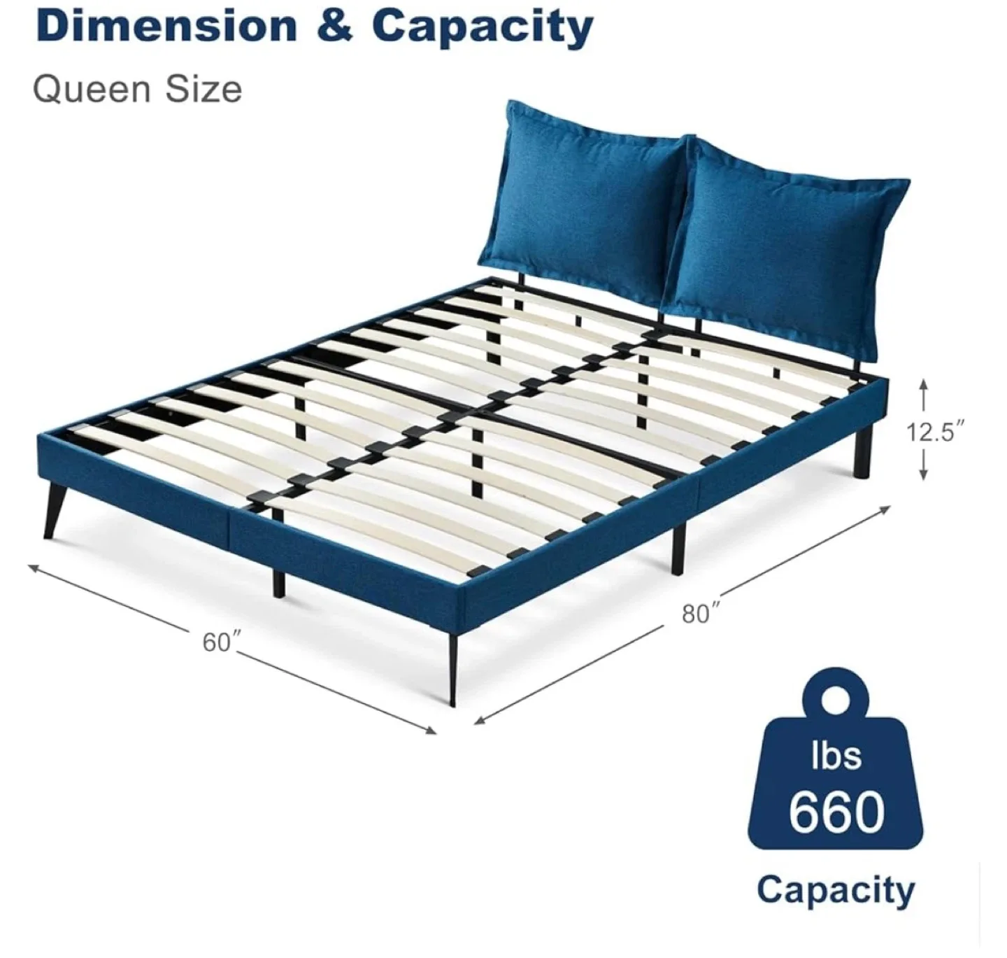 Queen Size Bed Frame with Wood Slats image indicator(2)