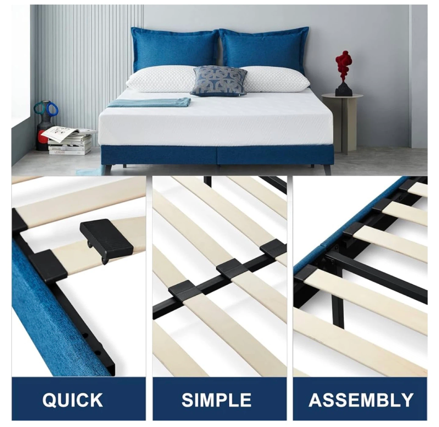 Queen Size Bed Frame with Wood Slats - photo 3