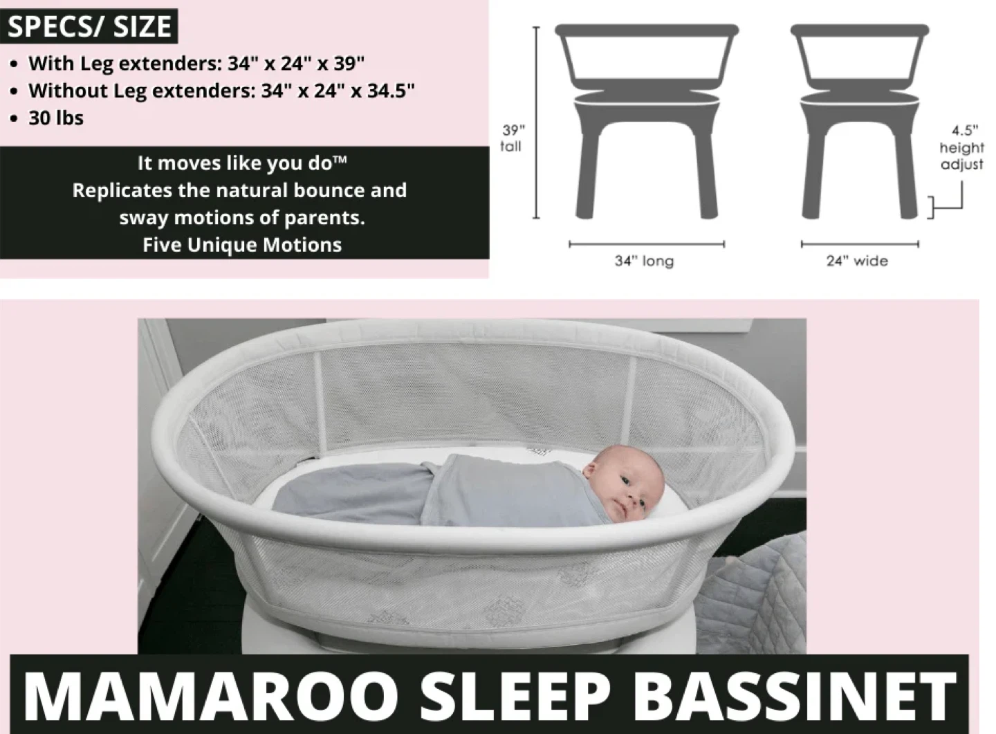 4moms MamaRoo Sleep Bassinet - Like New! - photo 3