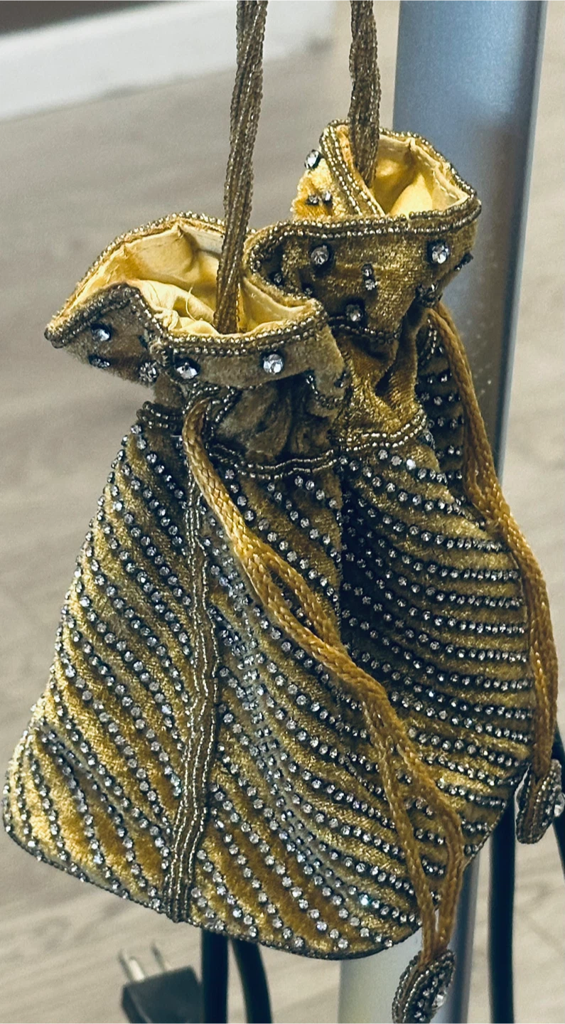 Beaded Velvet Drawstring Bag