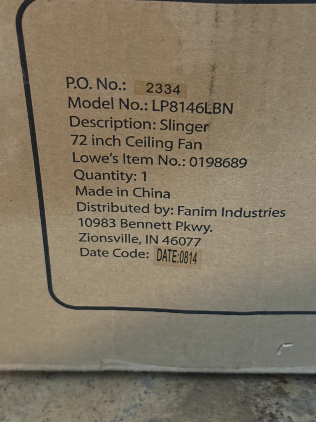 72 inch Slinger Ceiling Fan LP8146LBN - photo 2