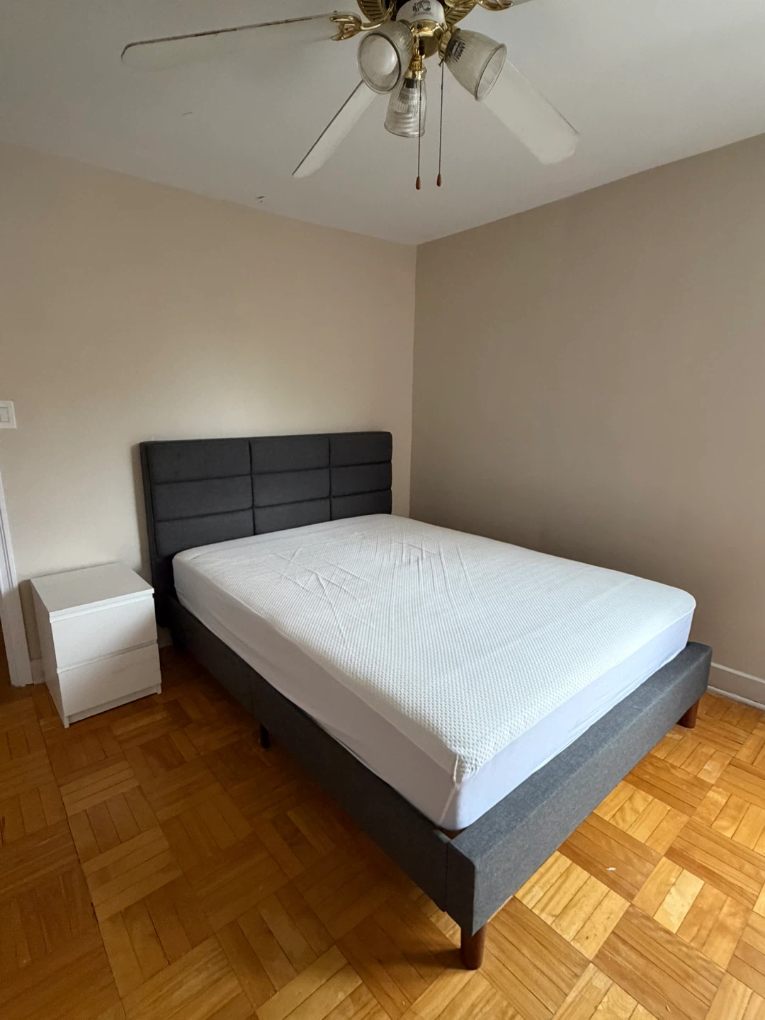 Queen Size Grey Upholstered Bed Frame