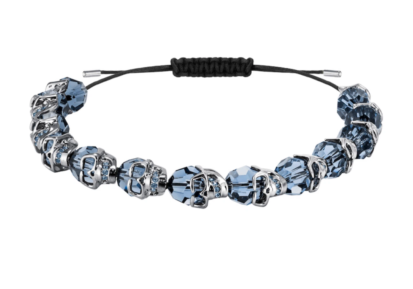 Swarovski Crystal Skull Bracelet, Blue, Ruthenium plating