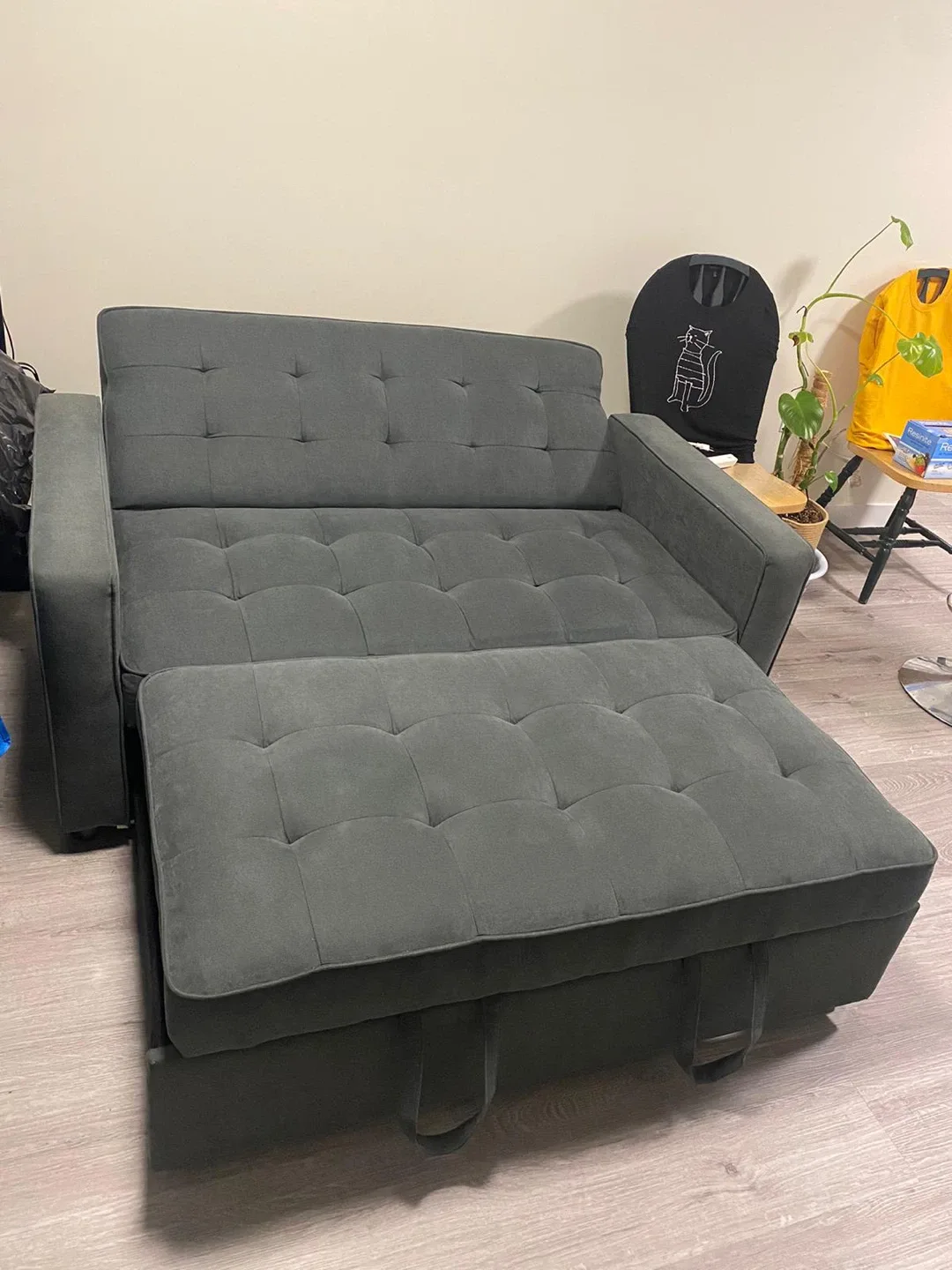Grey Sofa Bed with Ottoman