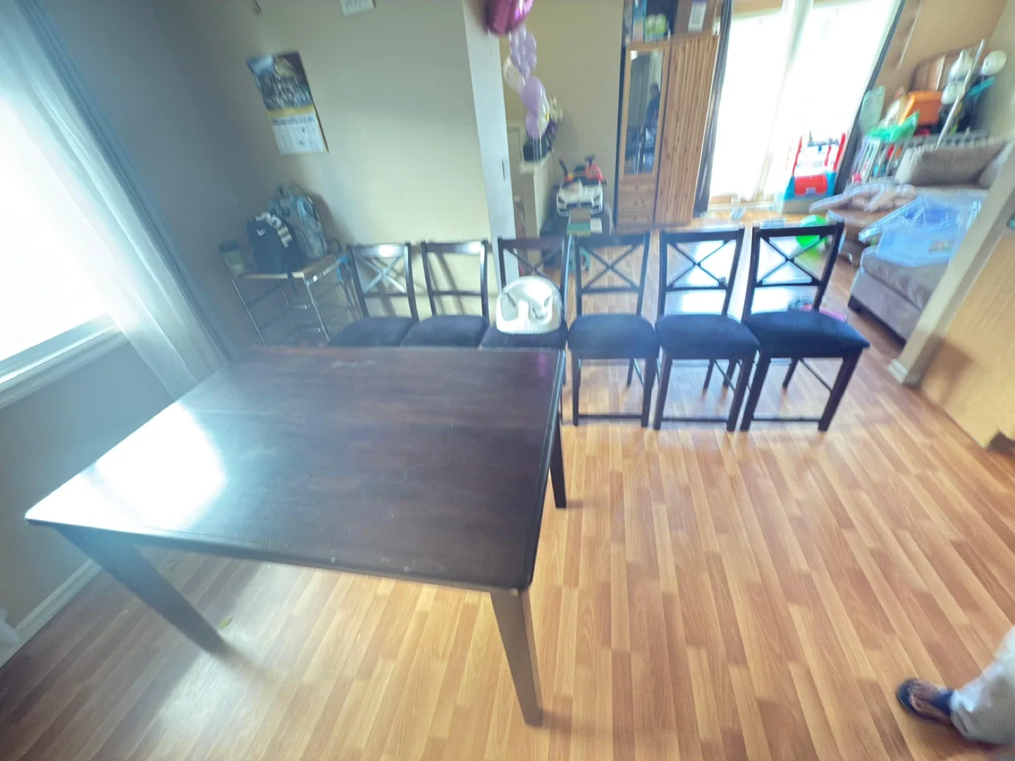 Adjustable Dining Table with 6 Chairs - Dark Brown image indicator(6)