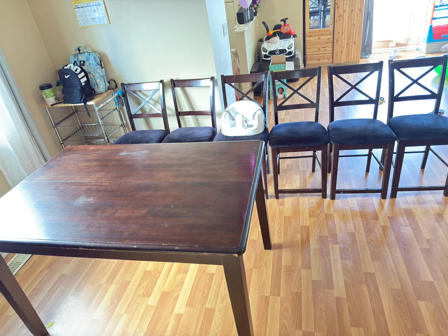 Adjustable Dining Table with 6 Chairs - Dark Brown image indicator(5)