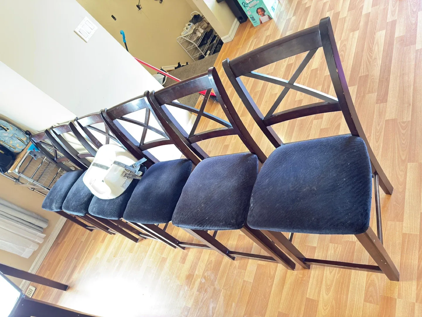 Adjustable Dining Table with 6 Chairs - Dark Brown image indicator(4)