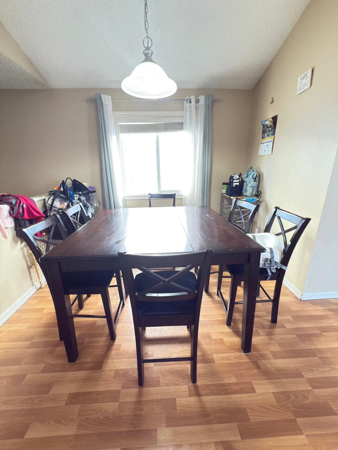 Adjustable Dining Table with 6 Chairs - Dark Brown image indicator(3)