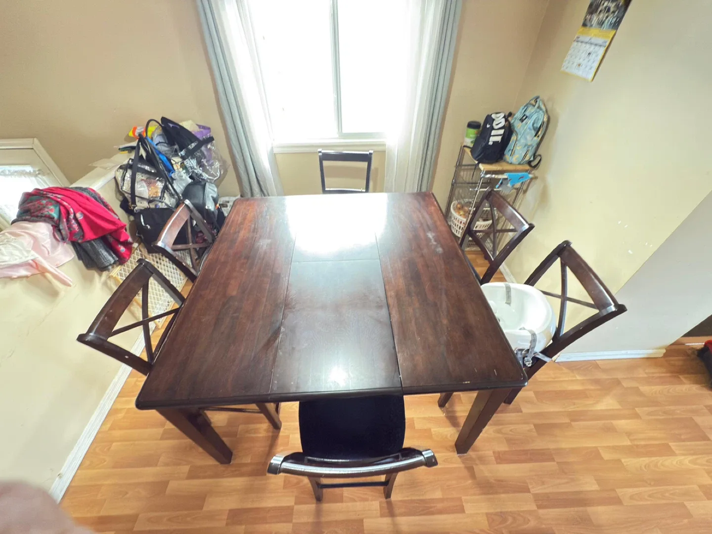 Adjustable Dining Table with 6 Chairs - Dark Brown image indicator(2)