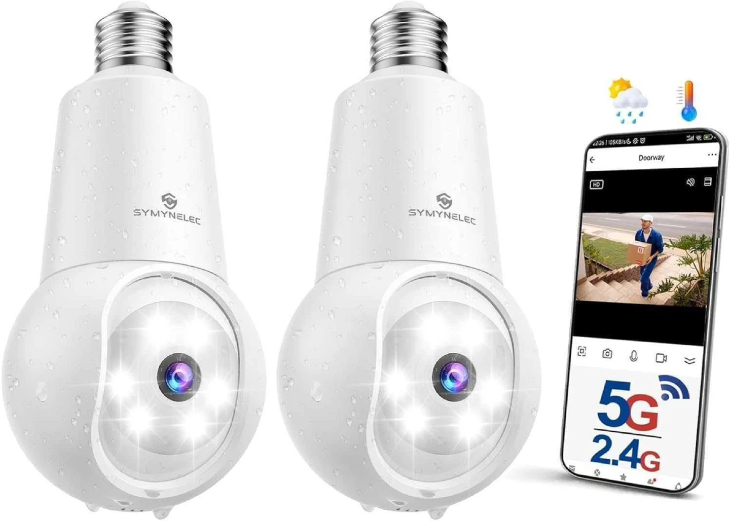 SYMNELEC 5G Dual-Band Light Bulb Camera