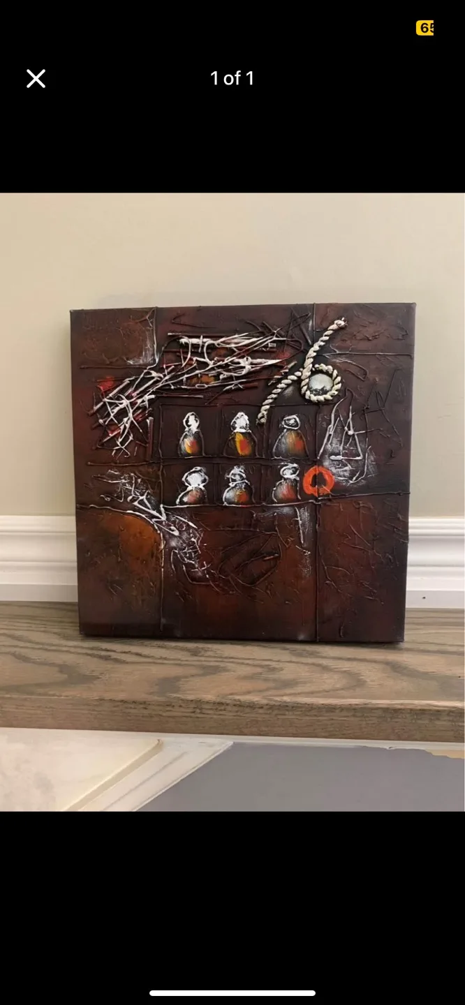 Abstract Textured Wall Art - Brown & White