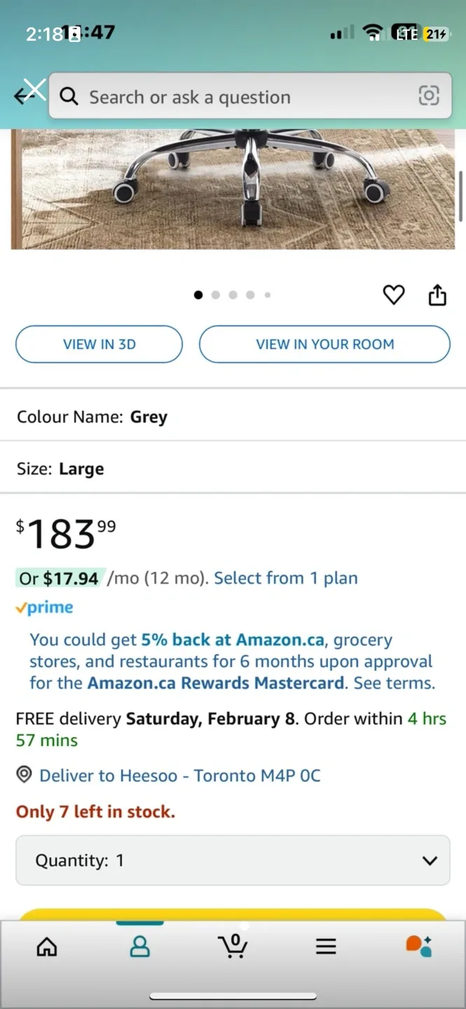 jonpony Armless Office Desk Chair - Grey, Large image indicator(4)