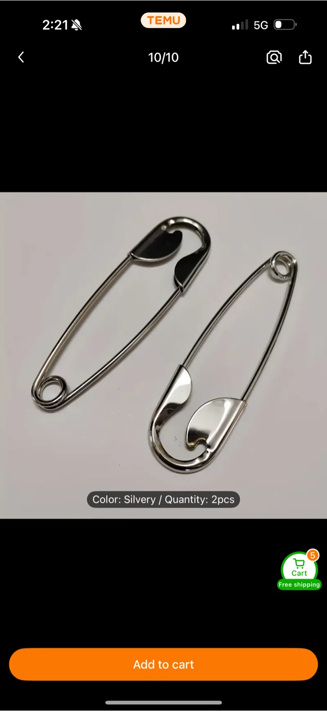 Silvery Safety Pin Hair Clip - - photo 3