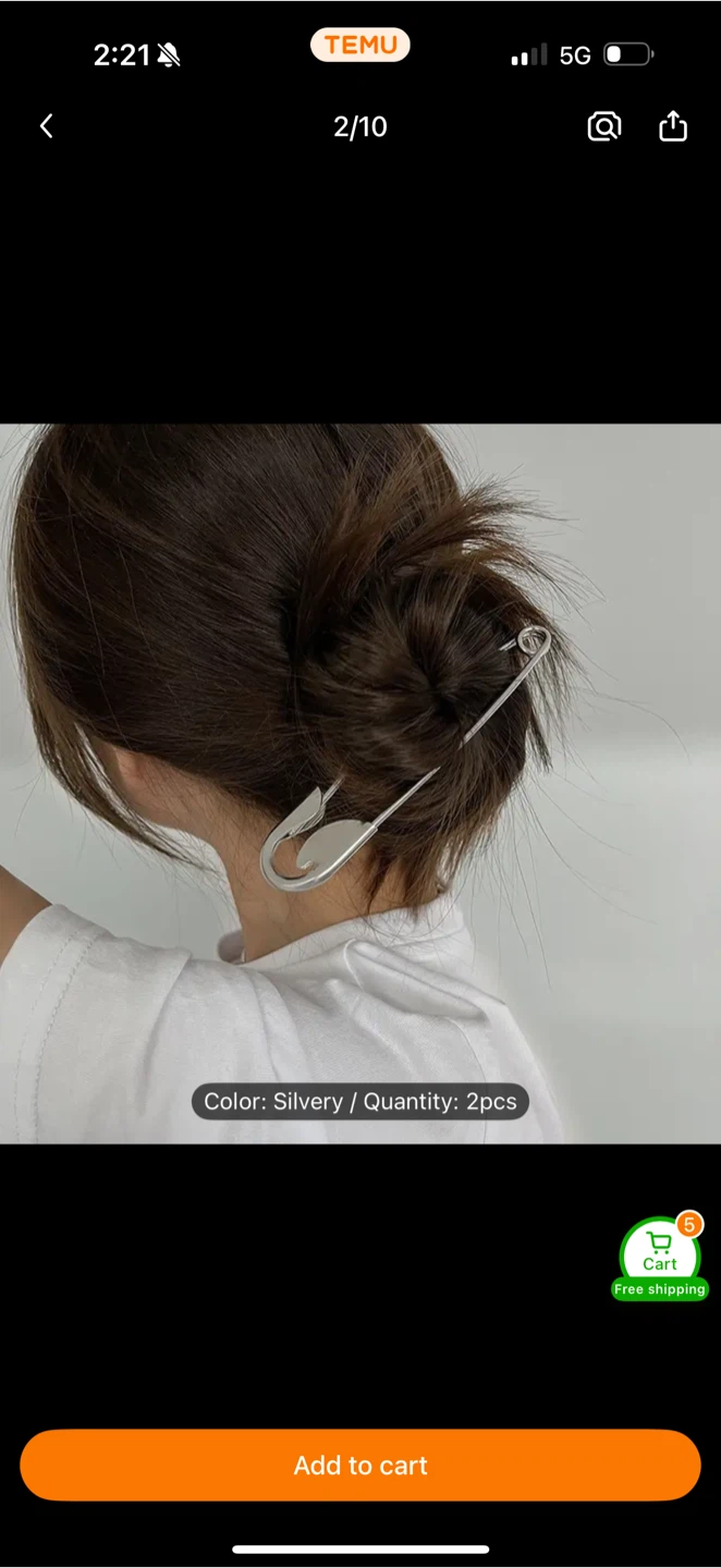 Silvery Safety Pin Hair Clip -