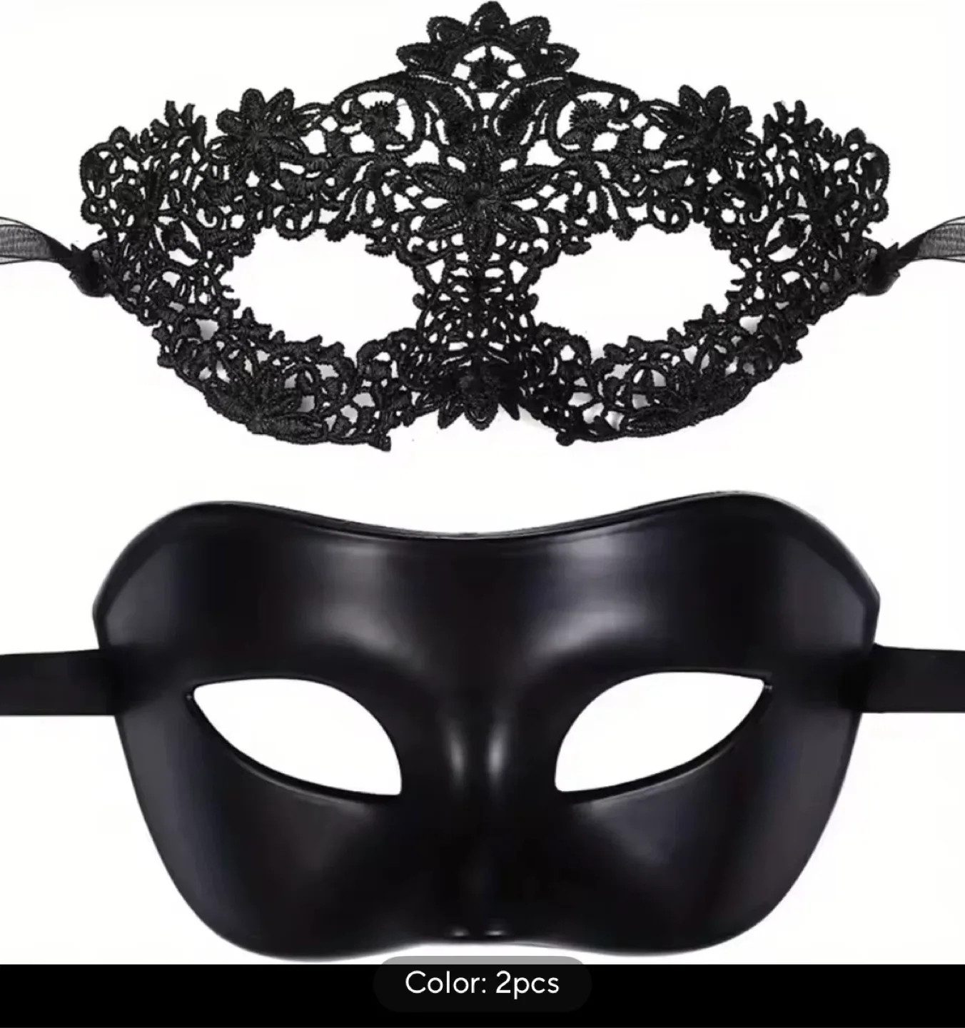 2pcs Black Masquerade Masks