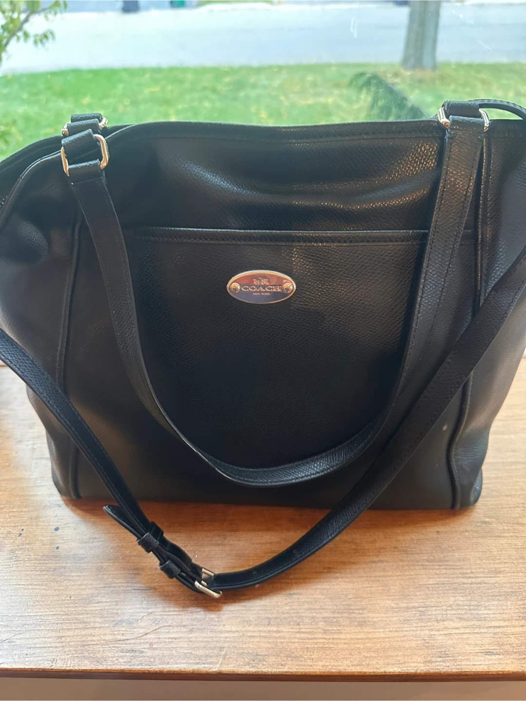 Coach Black Leather Tote Bag