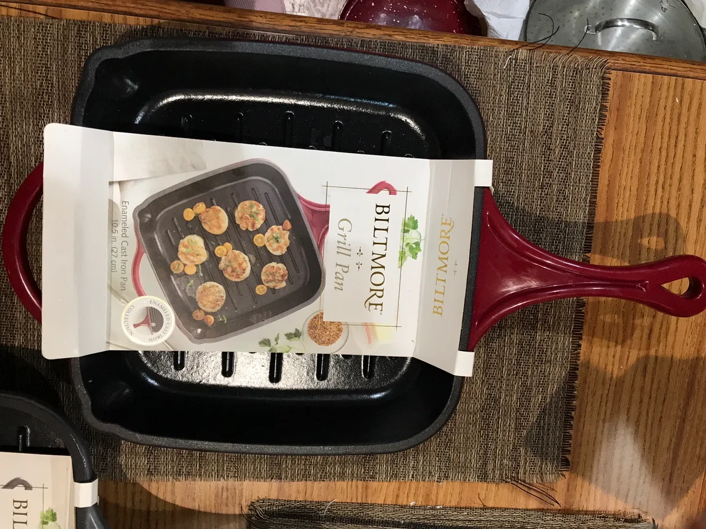 Biltmore Enamel Cast Iron Grill Pan - NEW