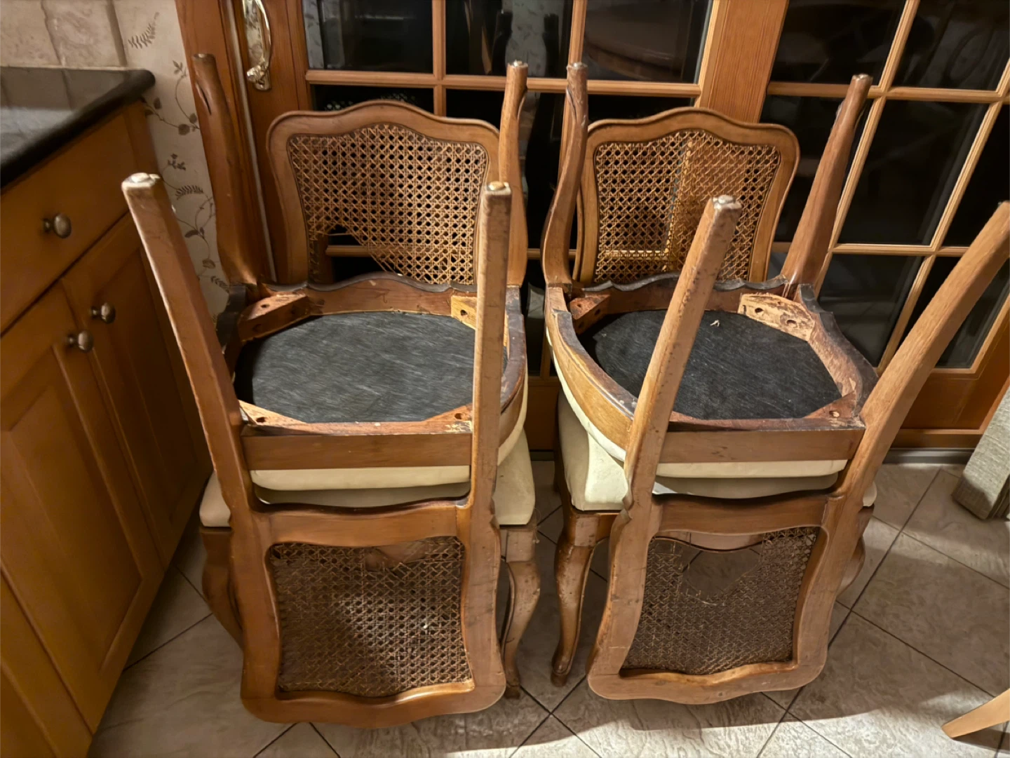 Set of 4 Vintage Wicker Dining Chairs