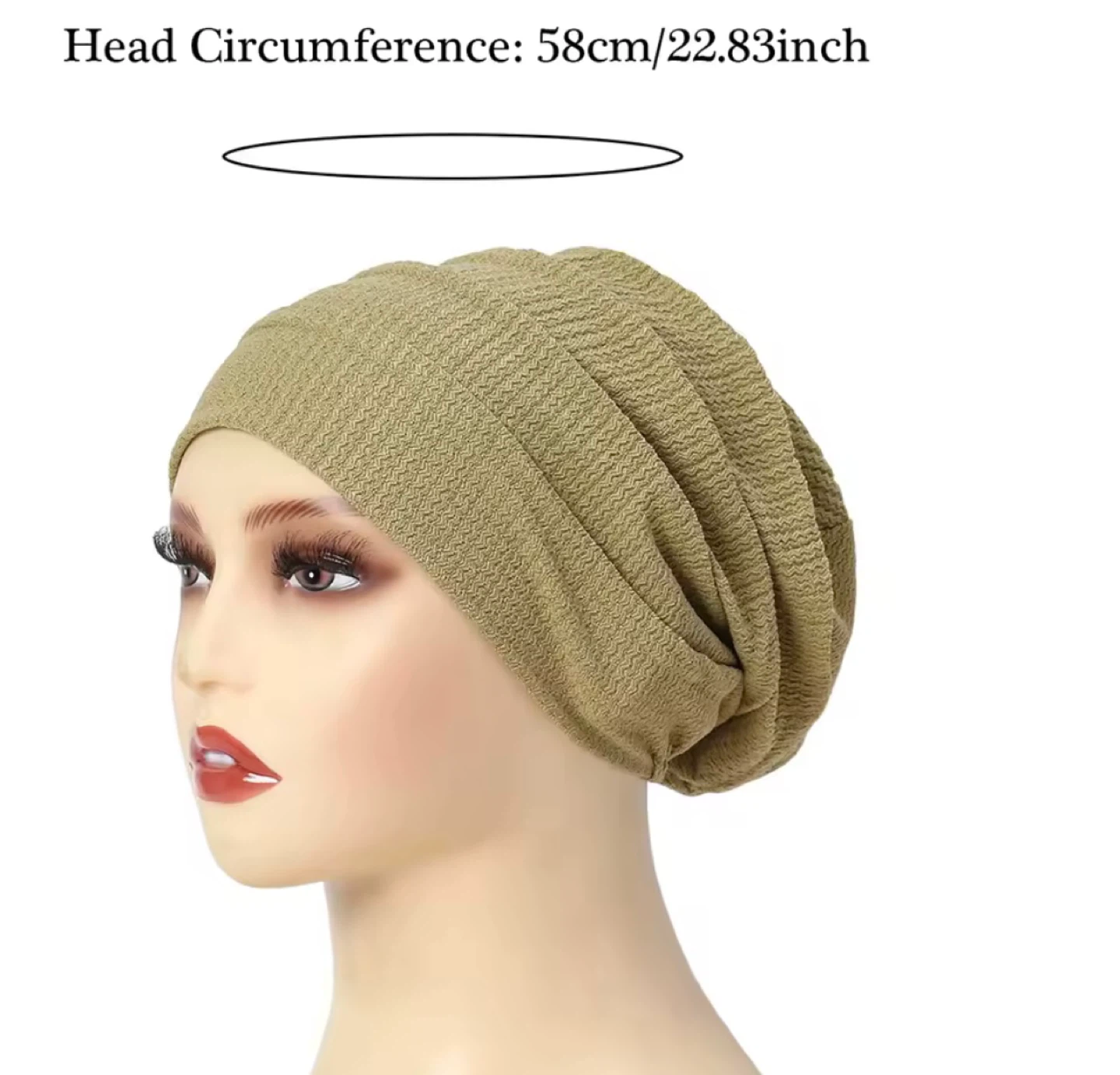 Black Head scarf hijab crinkle cap beanie - photo 3