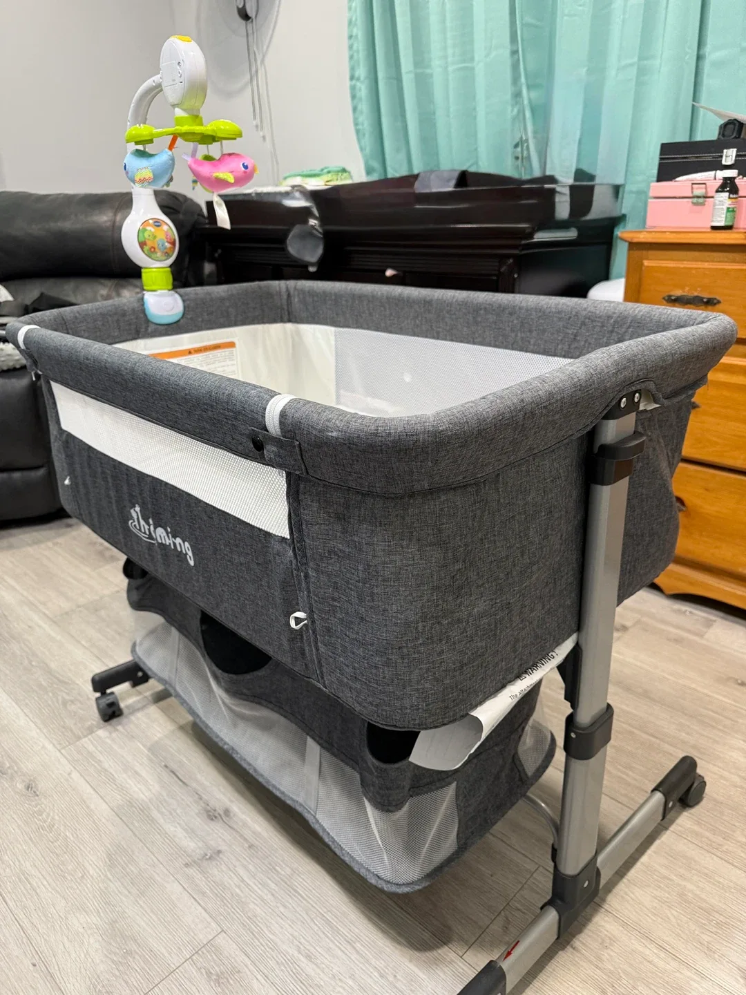 Baby  Bassinet - Grey and the toy attached image indicator(2)