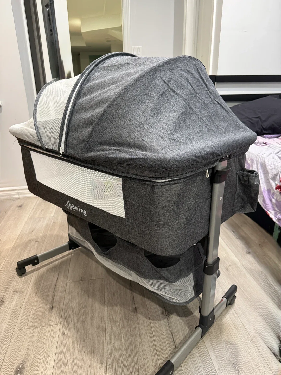 Baby  Bassinet - Grey and the toy attached image indicator(4)
