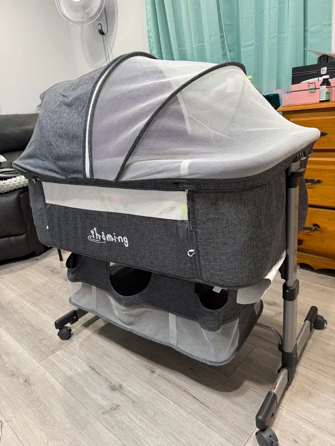 Baby  Bassinet - Grey and the toy attached image indicator(5)