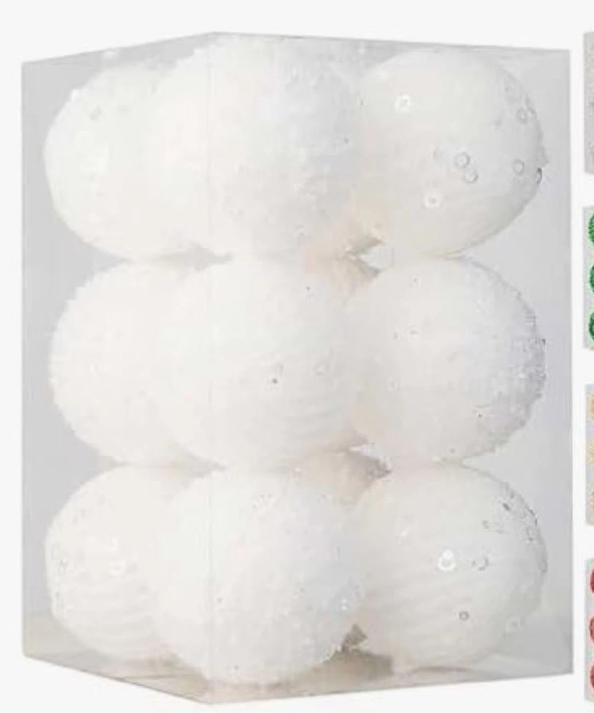Christmas Ball Ornaments - White, 8cm