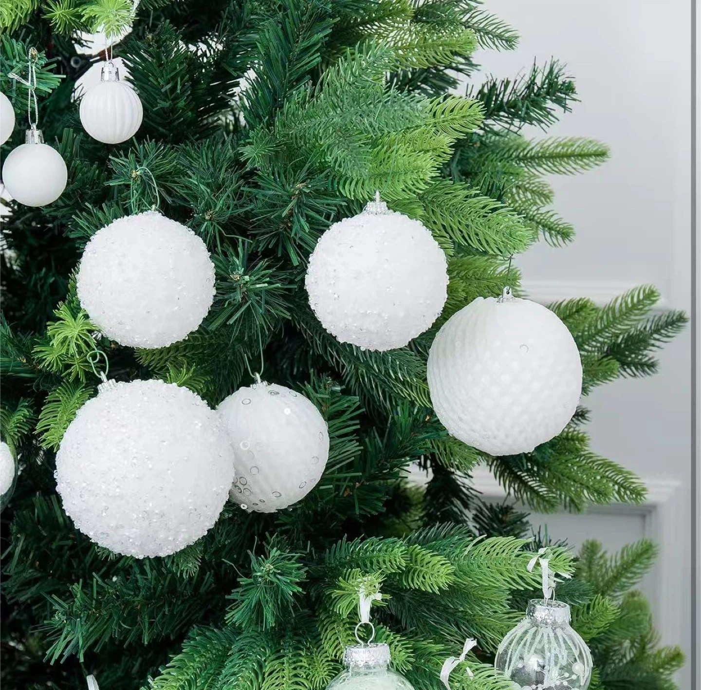 Christmas Ball Ornaments - White, 8cm - photo 4