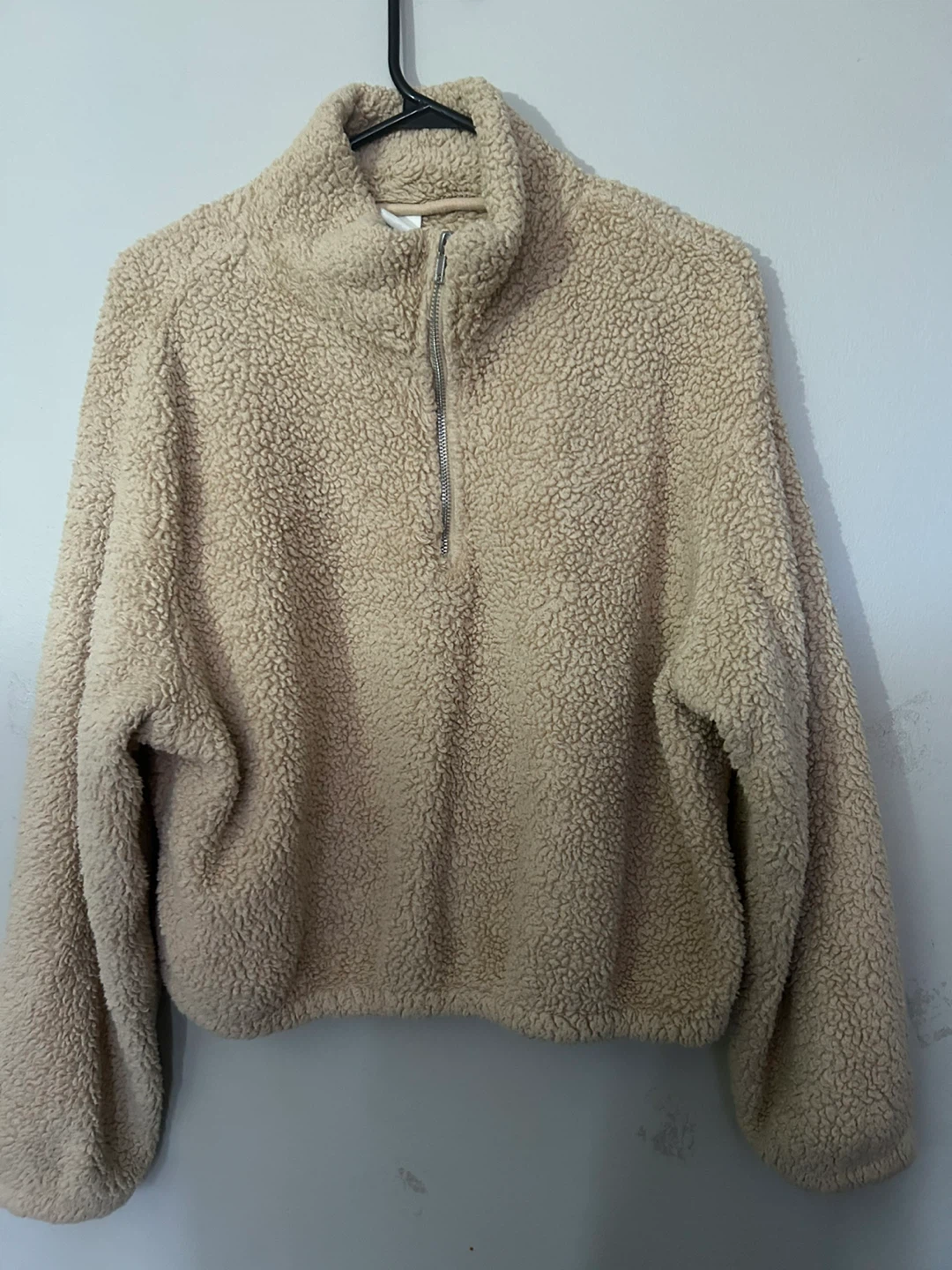 H&M Beige Sherpa Pullover - Size S