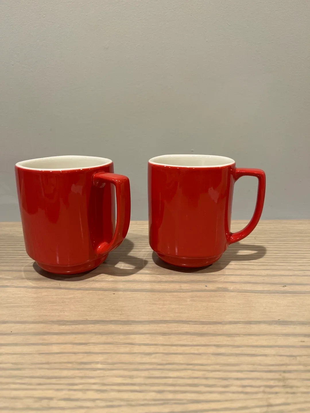 Set of 2 Red Ceramic Mugs
