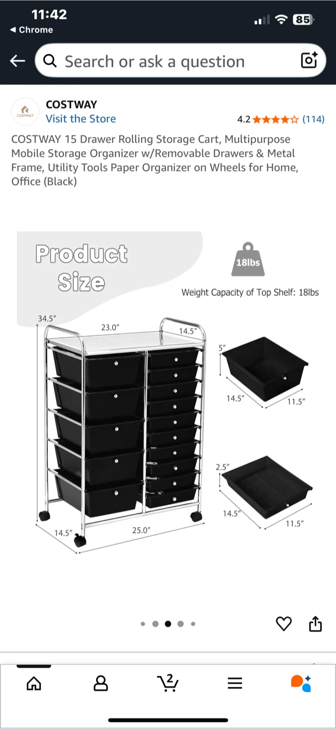 15 Drawer Rolling Storage Cart Mobile Storage Organizer - photo 5